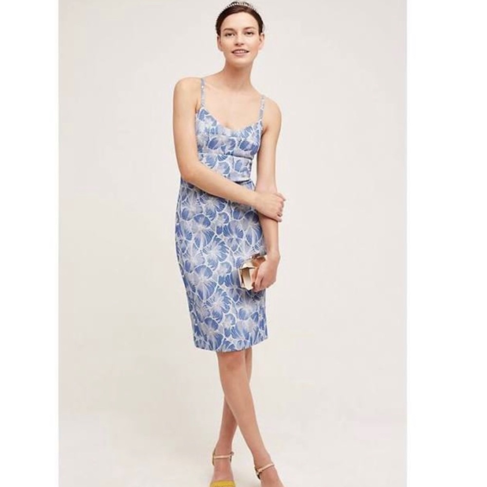 Anthropologie flowered spaghetti strap dress